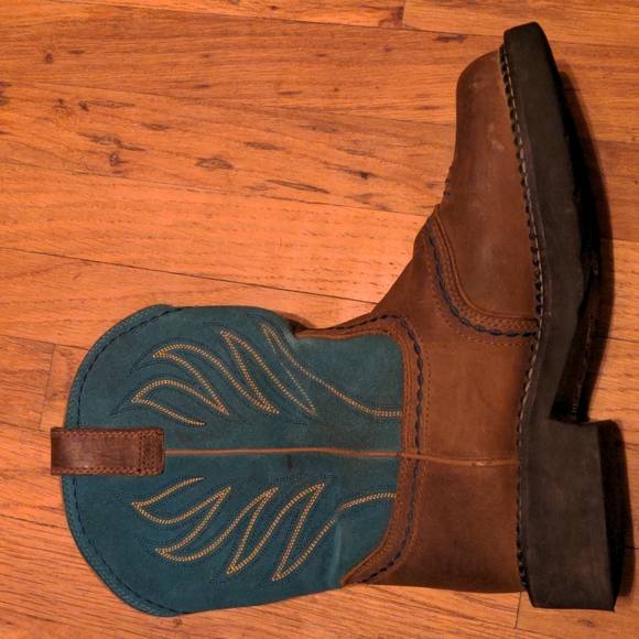 Ariat FatBaby Western Turquoise Leather Pull-On Cowboy Boots Women's 7.5B - Picture 3 of 15